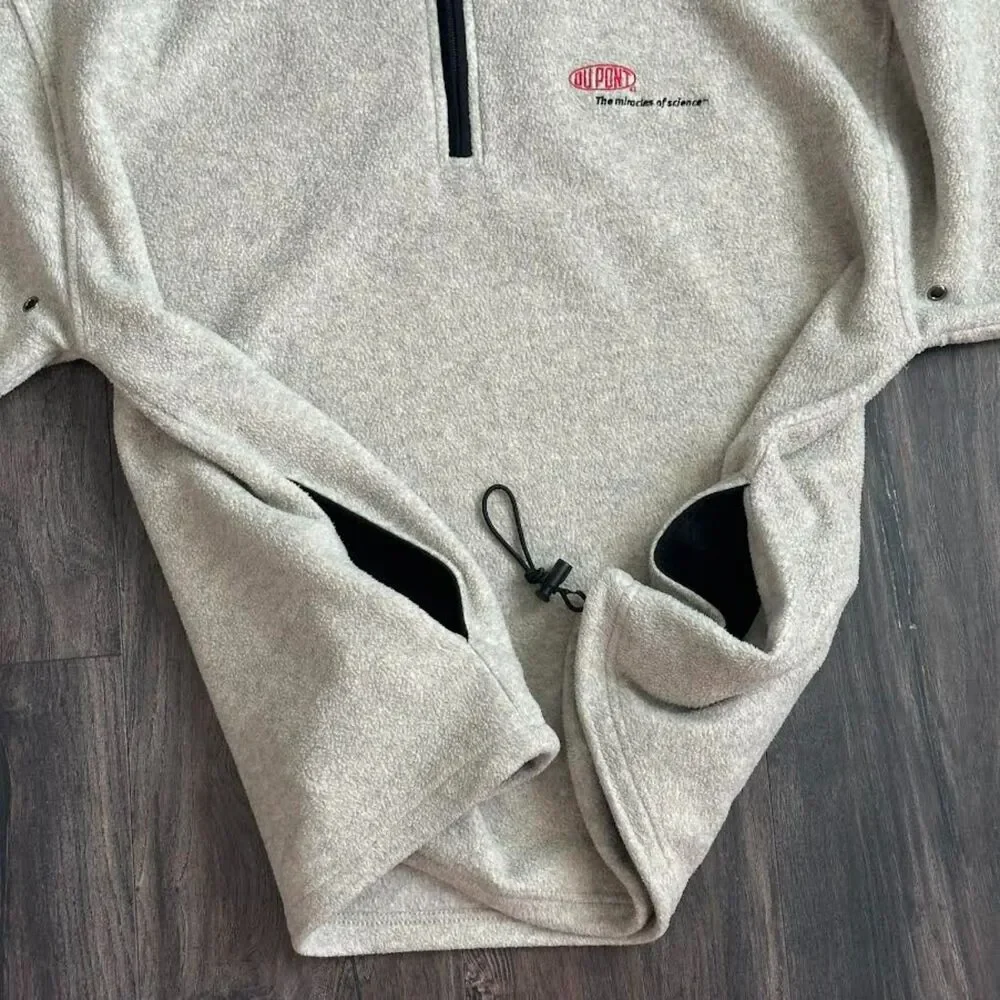 Vtg DuPont Gordon Fleece 1/4 Zip Pullover Gray Sweater Long Sleeve Men's Size XL